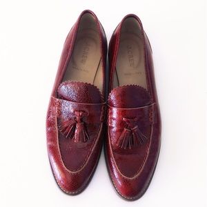 J.Crew red leather loafers shoes